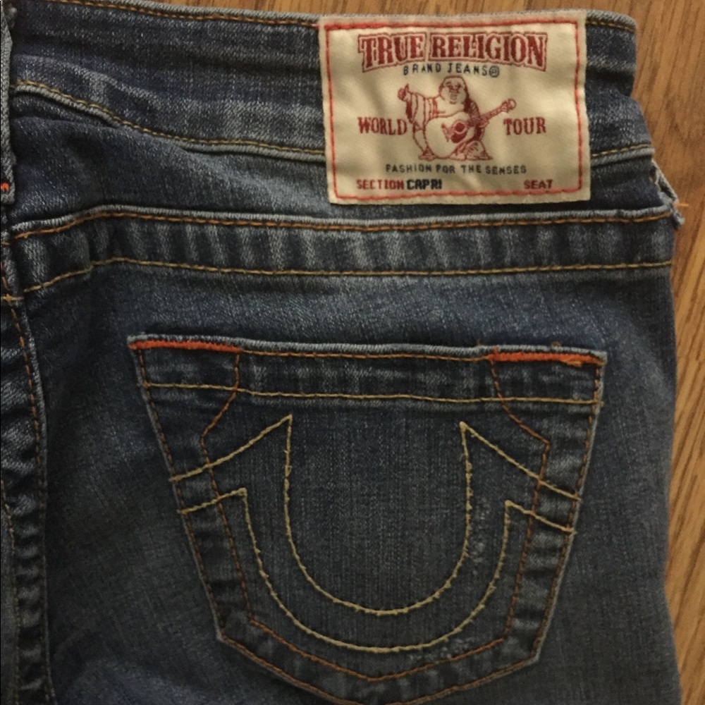 True Religion Distressed Capri Jeans